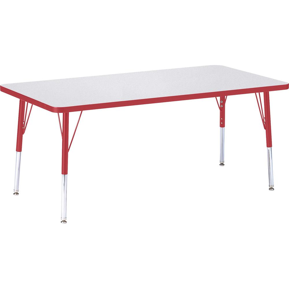 Jonti-Craft Berries Elementary Height Color Edge Rectangular Table - Gray Rectangle, Laminated Top - Four Leg Base - 4 Legs - Adjustable Height - 15" to 24" Adjustment - 60" Table Top Length x 30" Tab