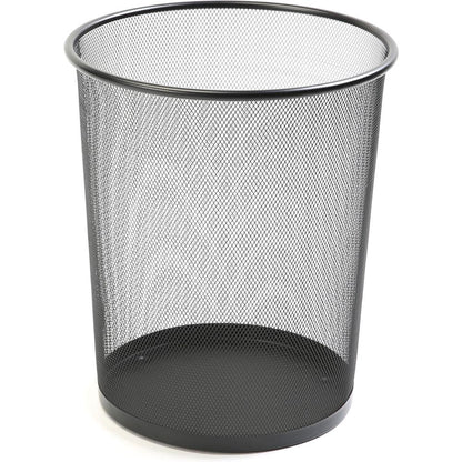 Lorell Mesh Waste Bin - 4.70 gal Capacity - Round - 14.3" Height x 12" Diameter - Steel - Black - 1 Each