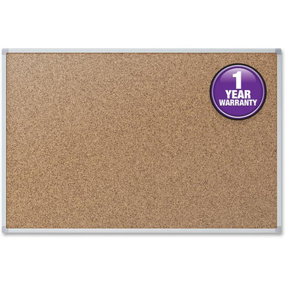 Mead Classic Cork Bulletin Board - 36" Height x 48" Width - Natural Cork Surface - Self-healing - Silver Aluminum Frame - 1 Each