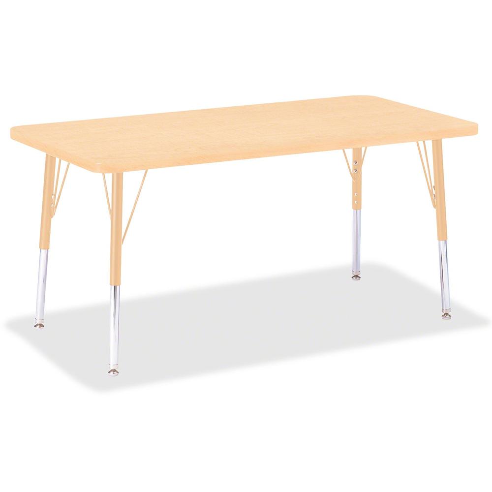 Jonti-Craft Berries Elementary Maple Laminate Rectangle Table - Laminated Rectangle, Maple Top - Four Leg Base - 4 Legs - Adjustable Height - 15" to 24" Adjustment - 48" Table Top Length x 24" Table T
