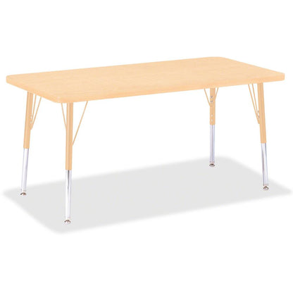 Jonti-Craft Berries Elementary Maple Laminate Rectangle Table - Laminated Rectangle, Maple Top - Four Leg Base - 4 Legs - Adjustable Height - 15" to 24" Adjustment - 48" Table Top Length x 24" Table T