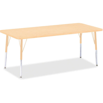 Jonti-Craft Berries Elementary Maple Top/Edge Rectangle Table - Laminated Rectangle, Maple Top - Four Leg Base - 4 Legs - Adjustable Height - 15" to 24" Adjustment - 72" Table Top Length x 30" Table T