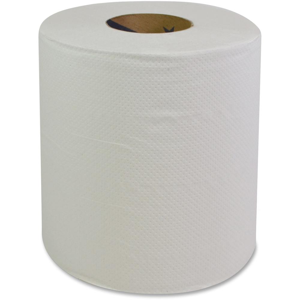 GCN Center Pull Dispenser Paper Towels - 2 Ply - 360 Sheets/Roll - White Per Pack - 6 / Carton