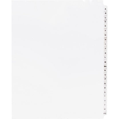 Business Source A-Z Tab Table of Contents Index Dividers - Printed Tab(s) - Character - A-Z - 25 Tab(s)/Set - 8.5" Divider Width x 11" Divider Length - Letter - 3 Hole Punched - White Divider - White
