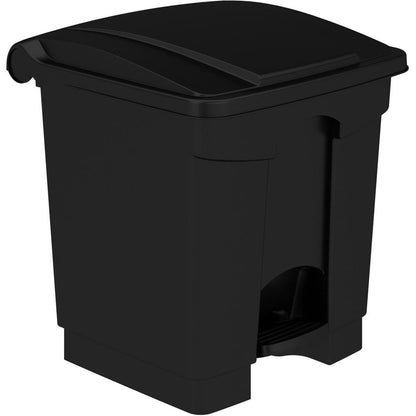 Safco Plastic Step-on Waste Receptacle - 8 gal Capacity - Easy to Clean, Foot Pedal, Lightweight - 17.3" Height x 16" Width x 16" Depth - Plastic - Black - 1 Carton