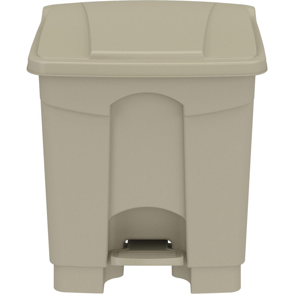 Safco Plastic Step-on Waste Receptacle - 8 gal Capacity - Easy to Clean, Foot Pedal, Lightweight - 17.3" Height x 16" Width x 16" Depth - Plastic - Tan - 1 Carton