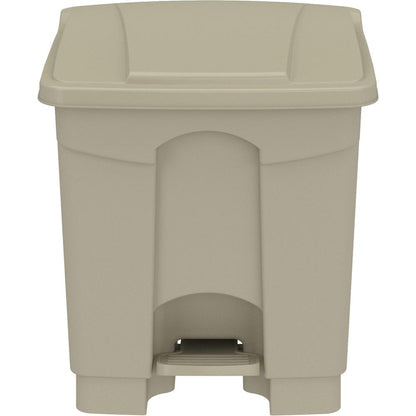 Safco Plastic Step-on Waste Receptacle - 8 gal Capacity - Easy to Clean, Foot Pedal, Lightweight - 17.3" Height x 16" Width x 16" Depth - Plastic - Tan - 1 Carton