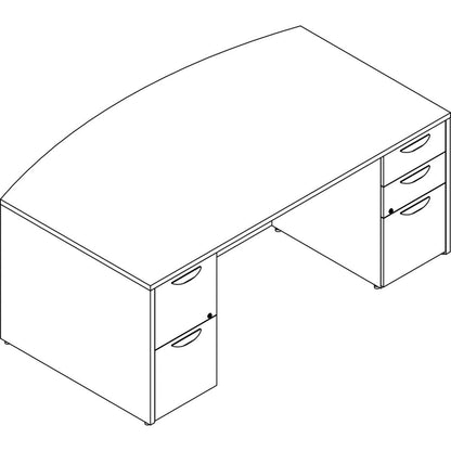 Lorell Prominence 2.0 Bowfront Double-Pedestal Desk - 72" x 42"29" , 1" Top, 0.1" Edge - 5 x File, Box Drawer(s) - Double Pedestal on Left/Right Side - Band Edge - Material: Particleboard - Finish: Gr