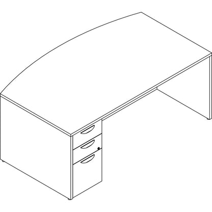 Lorell Prominence 2.0 Bowfront Left-Pedestal Desk - 72" x 42"29" , 1" Top, 0.1" Edge - 3 x File, Box Drawer(s) - Double Pedestal on Left Side - Band Edge - Material: Particleboard - Finish: Gray Elm,