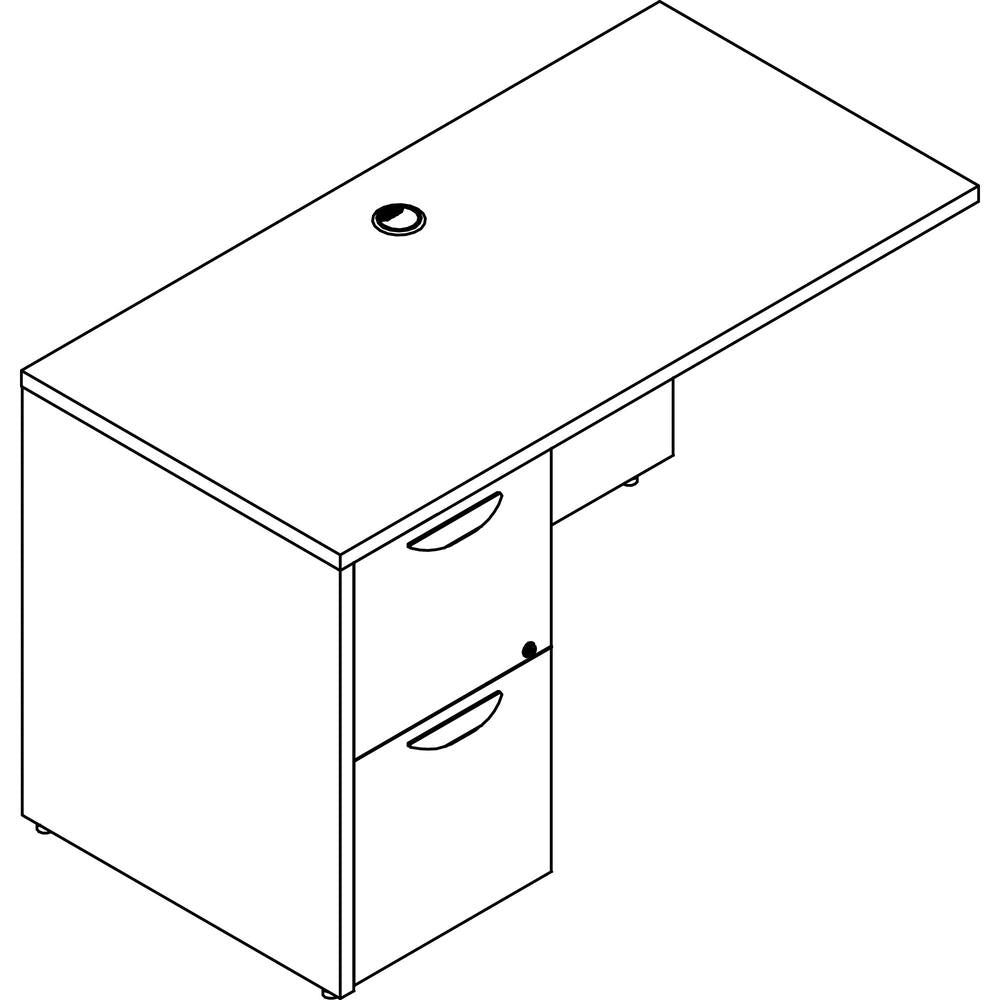 Lorell Prominence 2.0 Left Return - 48" x 24"29" , 1" Top, 0.1" Edge - 2 x File Drawer(s) - Band Edge - Material: Particleboard - Finish: Gray Elm, Thermofused Melamine (TFM), Laminate