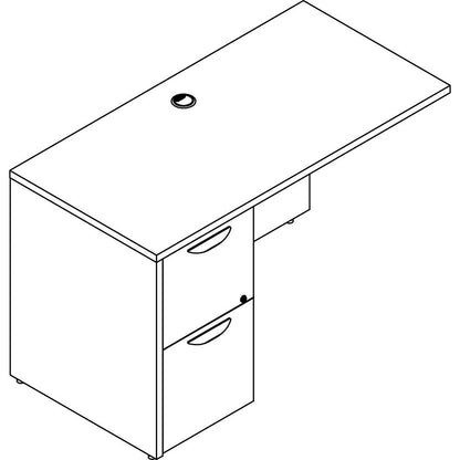 Lorell Prominence 2.0 Left Return - 48" x 24"29" , 1" Top, 0.1" Edge - 2 x File Drawer(s) - Band Edge - Material: Particleboard - Finish: Gray Elm, Thermofused Melamine (TFM), Laminate