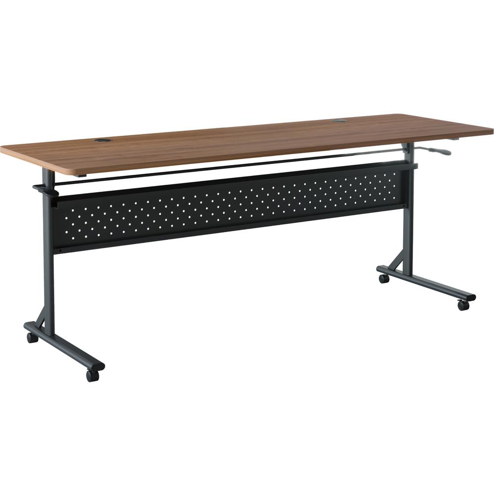 Lorell Shift 2.0 Flip and Nesting Mobile Table - Laminated Rectangle Top - 72" Table Top Length x 24" Table Top Width x 1" Table Top Thickness - 29.50" HeightAssembly Required - Walnut - 1 Each