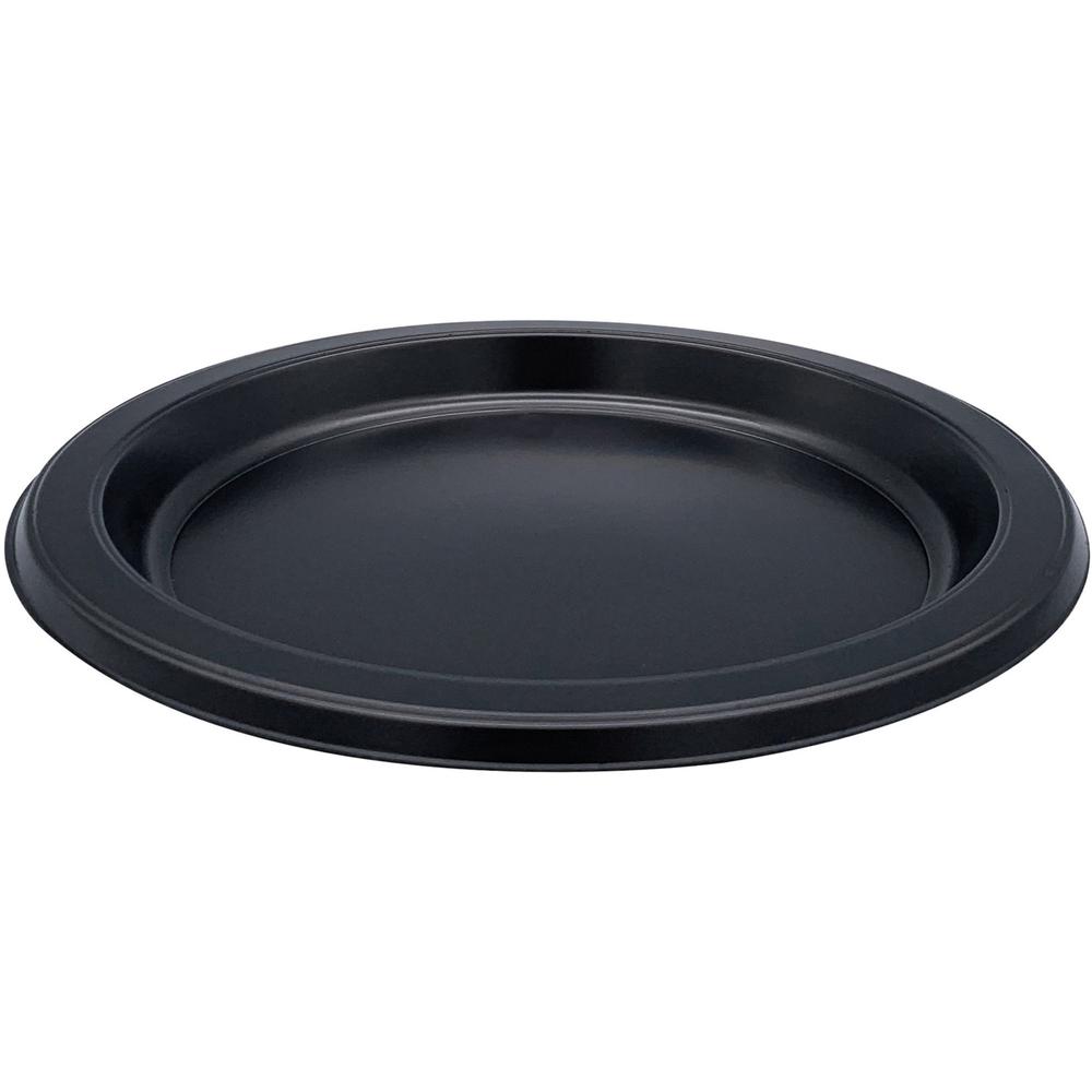Genuine Joe 7" Disposable Plastic Plates - Picnic, Food, Party, Breakroom - Disposable - 7" Diameter - Black - Plastic Body - Round - 125 / Pack