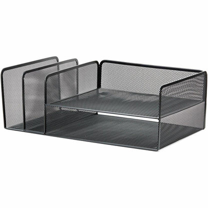 Lorell 4-Tier File Organizer - 4 Tier(s) - Horizontal/VerticalDesktop - Black - Steel Mesh - 1 Each