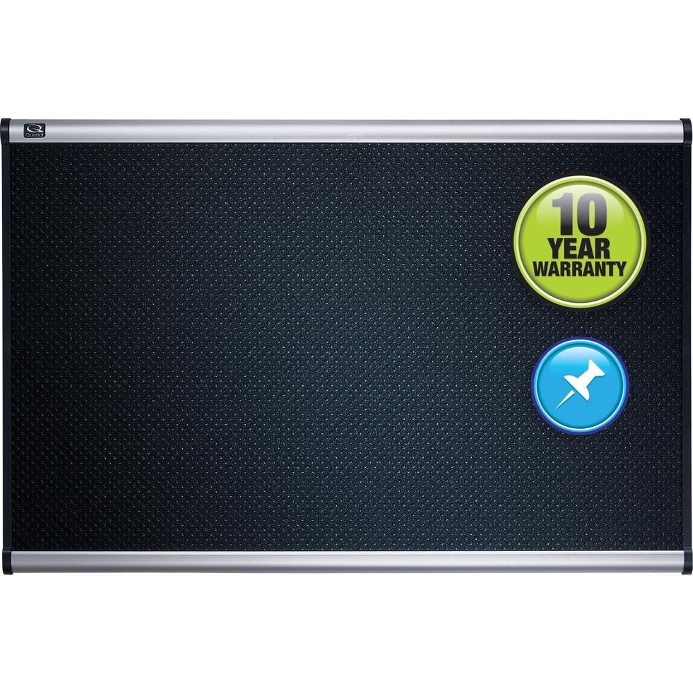 Quartet Prestige Embossed Bulletin Board - 24" Height x 36" Width - Black Foam Surface - Self-healing - Silver Aluminum Frame - 1 Each