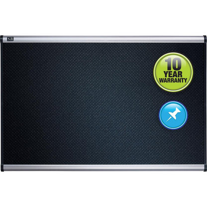 Quartet Prestige Embossed Bulletin Board - 24" Height x 36" Width - Black Foam Surface - Self-healing - Silver Aluminum Frame - 1 Each