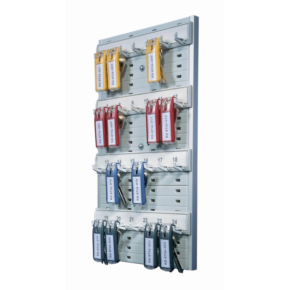DURABLE&reg; Open 24-Key Rack - 8-2/5" W x 14-3/10" H x 1-3/10" D - Gray - Plastic