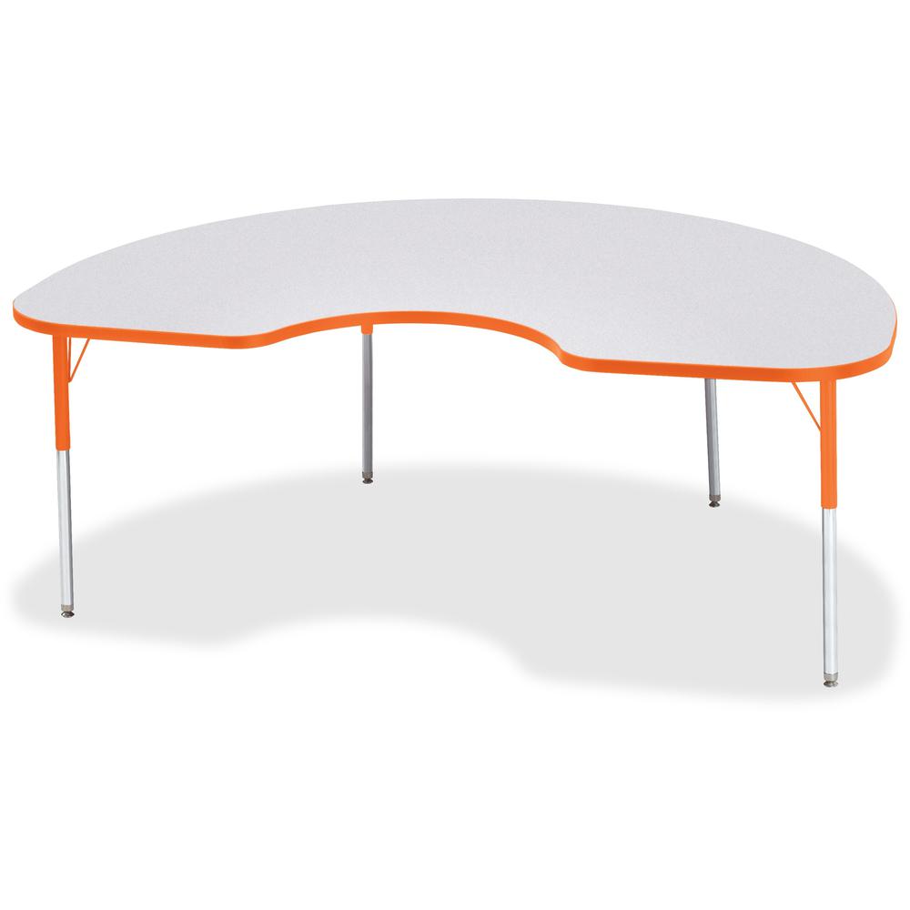 Jonti-Craft Berries Adult Height Prism Color Edge Kidney Table - Laminated Kidney-shaped, Orange Top - Four Leg Base - 4 Legs - Adjustable Height - 24" to 31" Adjustment - 72" Table Top Length x 48" T