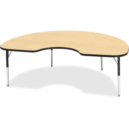 Jonti-Craft Berries Elementary Height Color Top Kidney Table - Laminated Kidney-shaped, Maple Top - Four Leg Base - 4 Legs - Adjustable Height - 15" to 24" Adjustment - 72" Table Top Length x 48" Tabl