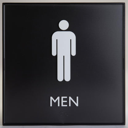Lorell Men's Restroom Sign - 1 Each - Men, Toilette Men Print/Message - 8" Width x 8" Height - Square Shape - Surface-mountable - Easy Readability, Injection-molded - Restroom, Architectural - Plastic
