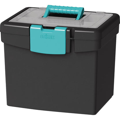 Storex File Storage Box with XL Storage Lid - External Dimensions: 10.9" Length x 13.3" Width x 11" Height - 30 lb - Media Size Supported: Letter 8.50" x 11" - Clamping Latch Closure - Plastic - Black