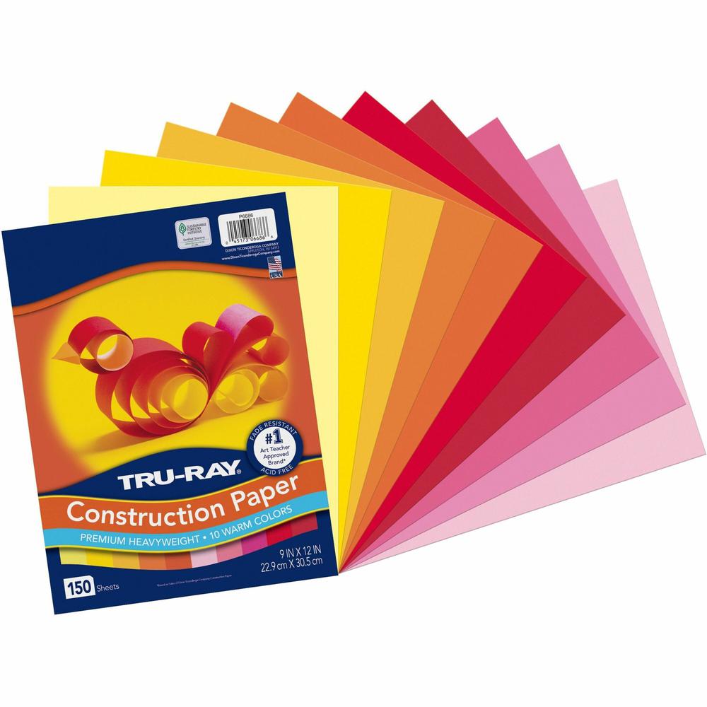 Tru-Ray Construction Paper - Construction, Art Project, Craft Project - 9"Width x 12"Length - 12 / Carton - Orange, Yellow, Electric Orange, Pink, Shocking Pink, Light Yellow, Pumpkin, Gold, Festive R