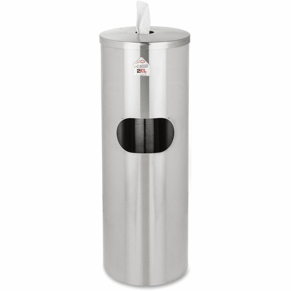 2XL Stainless Steel Stand Wiper Dispenser - Stainless Steel - Stainless Steel - Refillable, Smudge Resistant, Hands-free - 1 Each