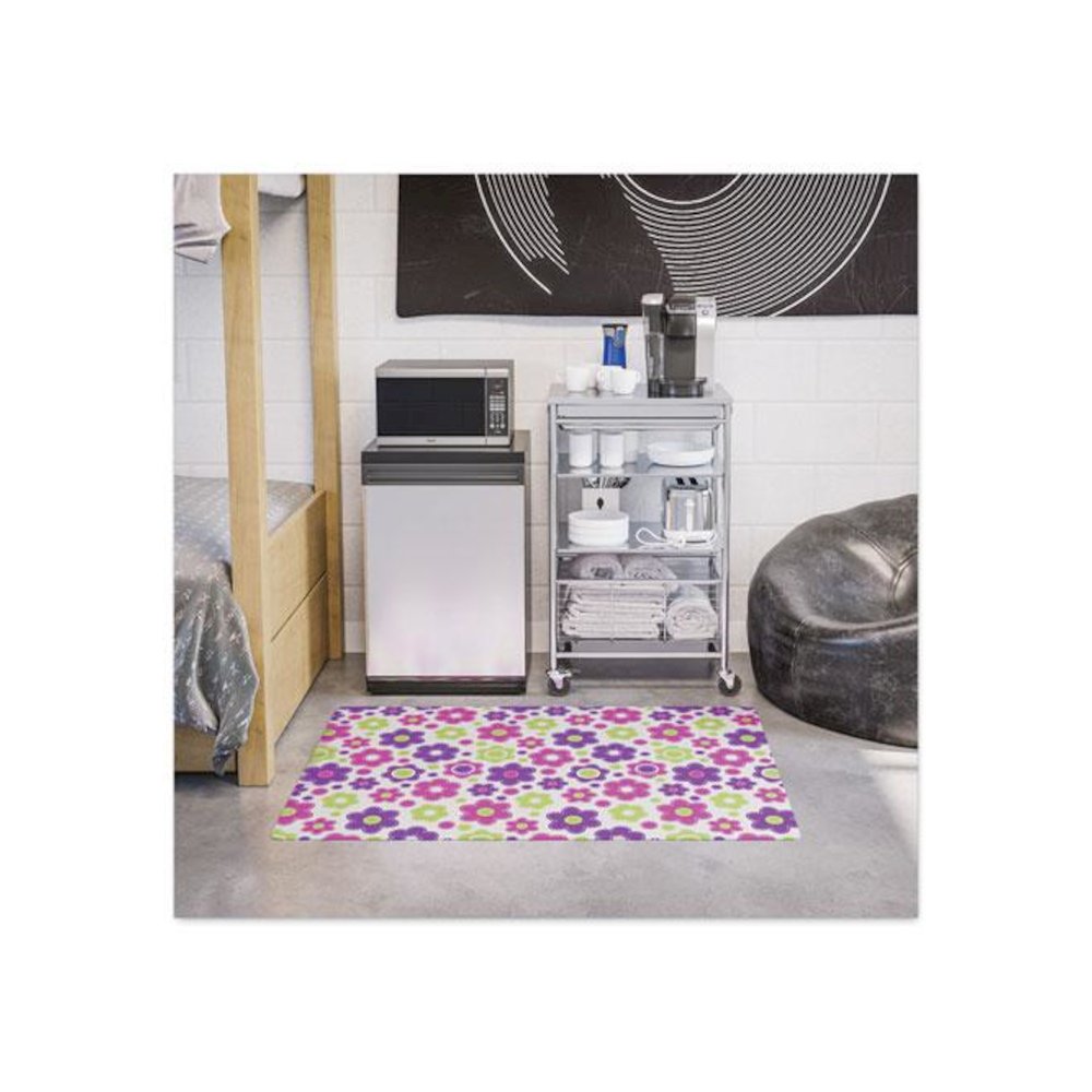 FashionMat Chair Mat for Flat Pile Carpeted and Hard Floors, Rectangular, Straight Edges, 35" x 40", Pink/Green/Purple