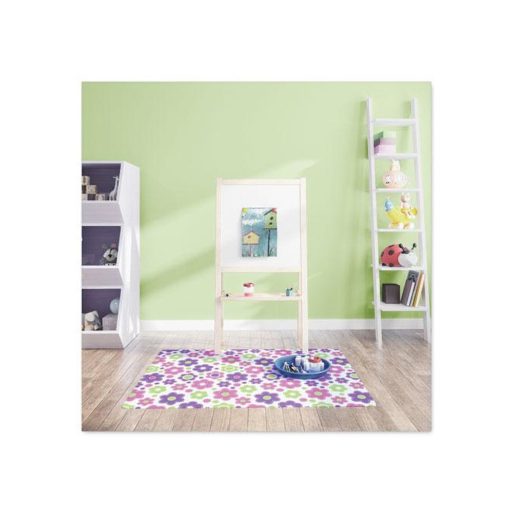 FashionMat Chair Mat for Flat Pile Carpeted and Hard Floors, Rectangular, Straight Edges, 35" x 40", Pink/Green/Purple