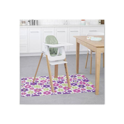 FashionMat Chair Mat for Flat Pile Carpeted and Hard Floors, Rectangular, Straight Edges, 35" x 40", Pink/Green/Purple