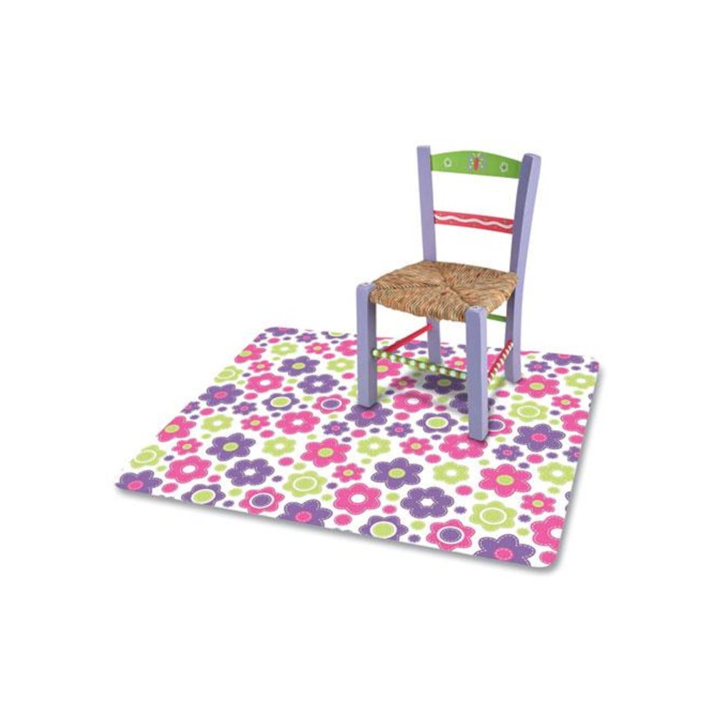 FashionMat Chair Mat for Flat Pile Carpeted and Hard Floors, Rectangular, Straight Edges, 35" x 40", Pink/Green/Purple