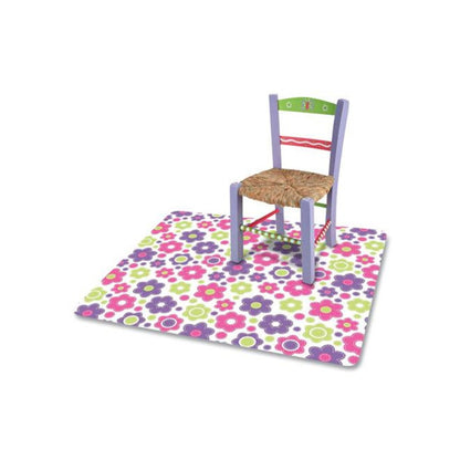 FashionMat Chair Mat for Flat Pile Carpeted and Hard Floors, Rectangular, Straight Edges, 35" x 40", Pink/Green/Purple