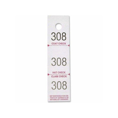 Sparco 3-Part Coat Check Tickets - 500 / Pack - White
