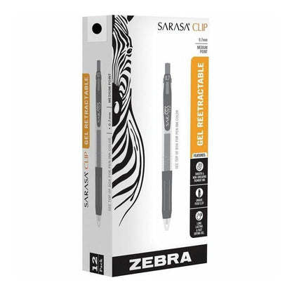 Zebra Pen SARASA Clip Retractable Gel Pen - 0.7 mm Pen Point Size - Retractable - Black Water Based, Pigment-based, Gel-based Ink - 1 Dozen