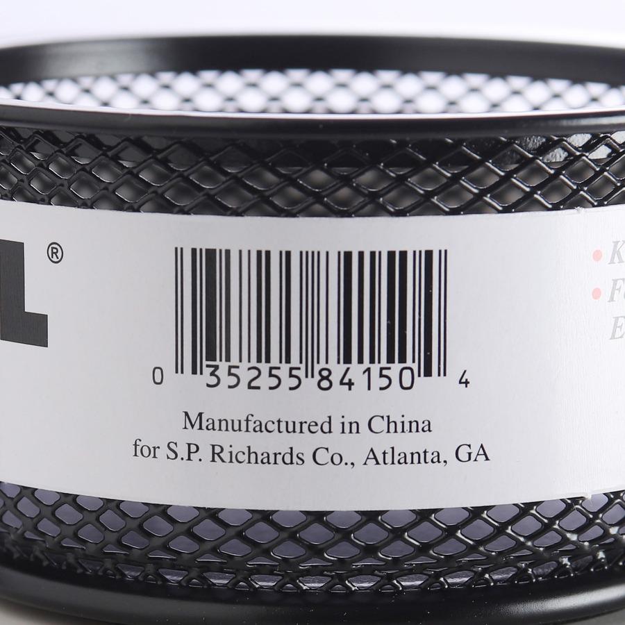 Lorell Mesh Wire Pencil Cup Holder - 3.8" x 2.1" x - Steel - 1 Each - Black