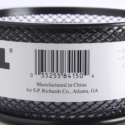 Lorell Mesh Wire Pencil Cup Holder - 3.8" x 2.1" x - Steel - 1 Each - Black