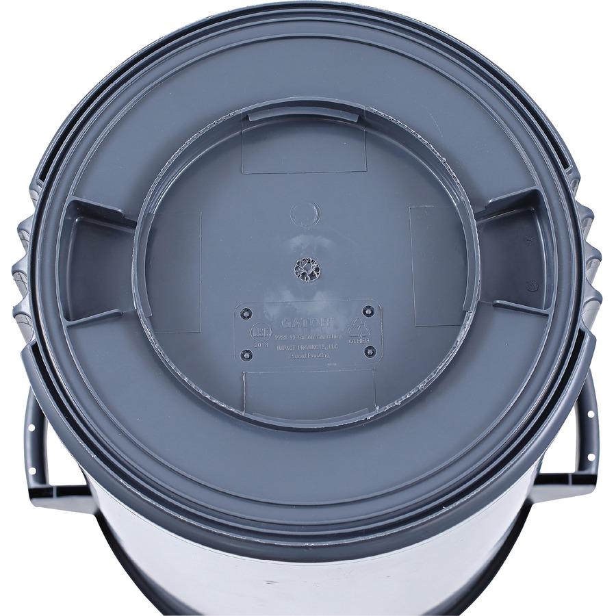 Genuine Joe Heavy-Duty Trash Container - 32 gal Capacity - Side Handle, Venting Channel - Plastic - Gray - 6 / Carton
