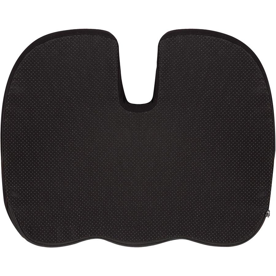 Lorell Butterfly-Shaped Seat Cushion - 17.50" x 15.50" - Fabric, Memory Foam, Silicone - Butterfly - Comfortable, Ergonomic Design, Durable, Machine Washable, Zippered, Anti-slip - Black - 1Each