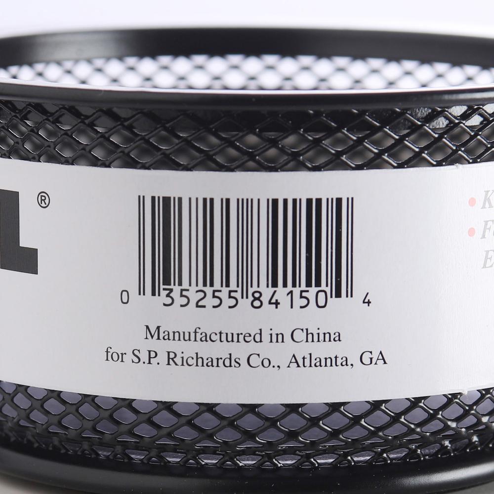 Lorell Mesh Wire Pencil Cup Holder - 3.8" x 2.1" x - Steel - 1 Each - Black