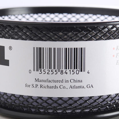 Lorell Mesh Wire Pencil Cup Holder - 3.8" x 2.1" x - Steel - 1 Each - Black