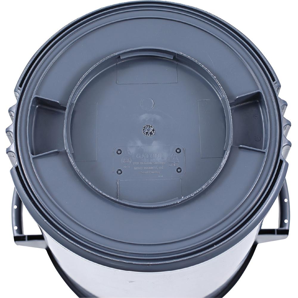 Genuine Joe Heavy-Duty Trash Container - 32 gal Capacity - Side Handle, Venting Channel - Plastic - Gray - 6 / Carton