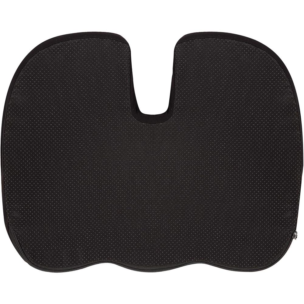 Lorell Butterfly-Shaped Seat Cushion - 17.50" x 15.50" - Fabric, Memory Foam, Silicone - Butterfly - Comfortable, Ergonomic Design, Durable, Machine Washable, Zippered, Anti-slip - Black - 1Each