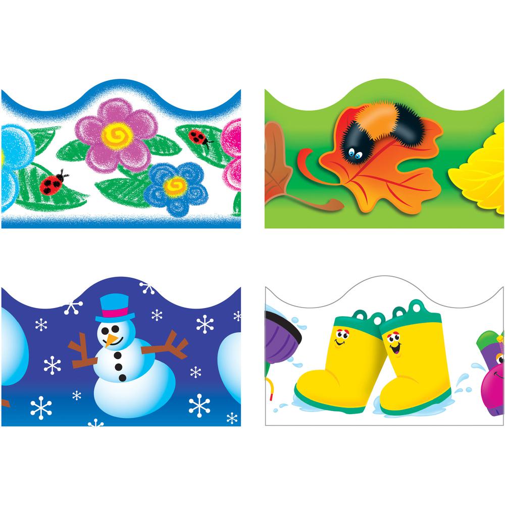 Trend Four Seasons Trimmer Pack - 4 x Seasonal Image Shape - Precut, Reusable - 1872" Length - 48 / Set