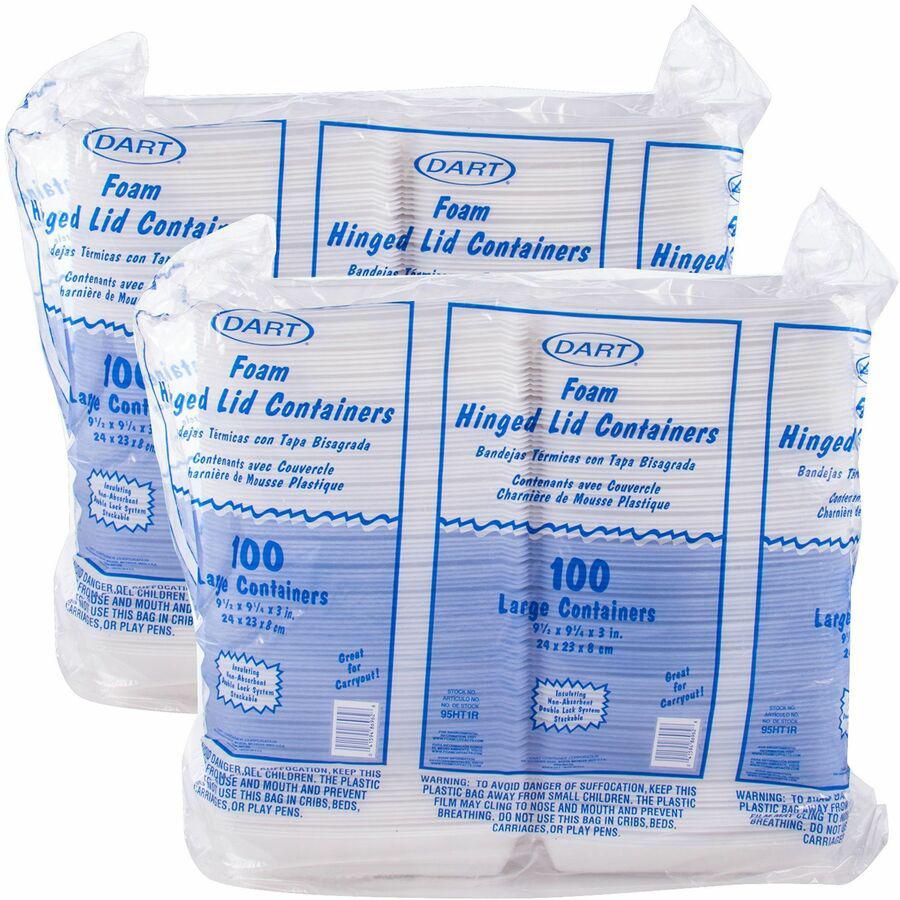 Dart 9-1/2" Single-Compartment Foam Containers - 100.0 / Pack - Foam Body - 2 / Carton