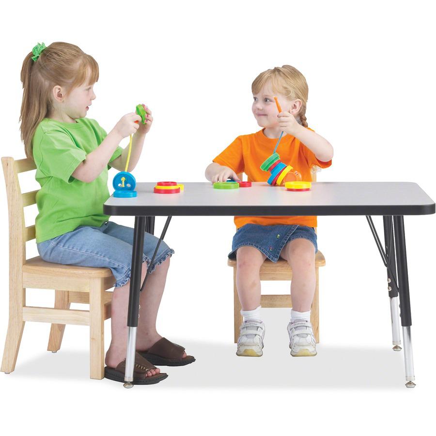 Jonti-Craft Berries Elementary Height Color Edge Rectangle Table - Black Rectangle, Laminated Top - Four Leg Base - 4 Legs - Adjustable Height - 15" to 24" Adjustment - 72" Table Top Length x 30" Tabl
