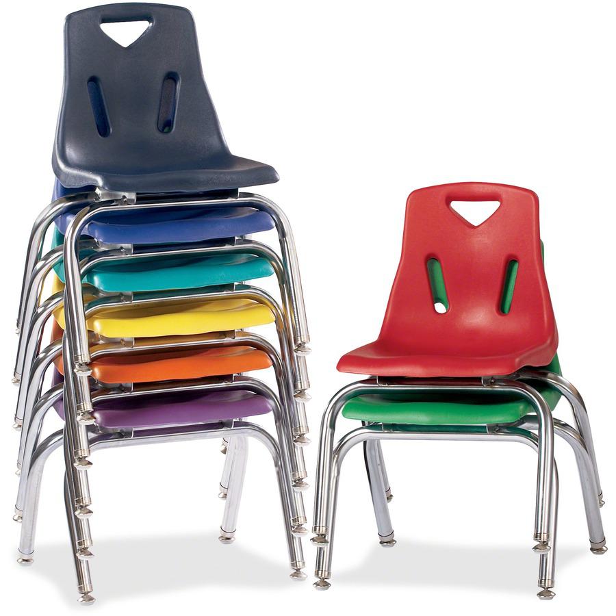 Jonti-Craft Berries Stacking Chair - Steel Frame - Four-legged Base - Navy - Polypropylene - 1 Each
