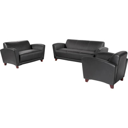 Lorell Accession Reception Sofa - 75" x 34.5" x 31.3" - Leather Black Seat - Leather Black Back - 1 Each