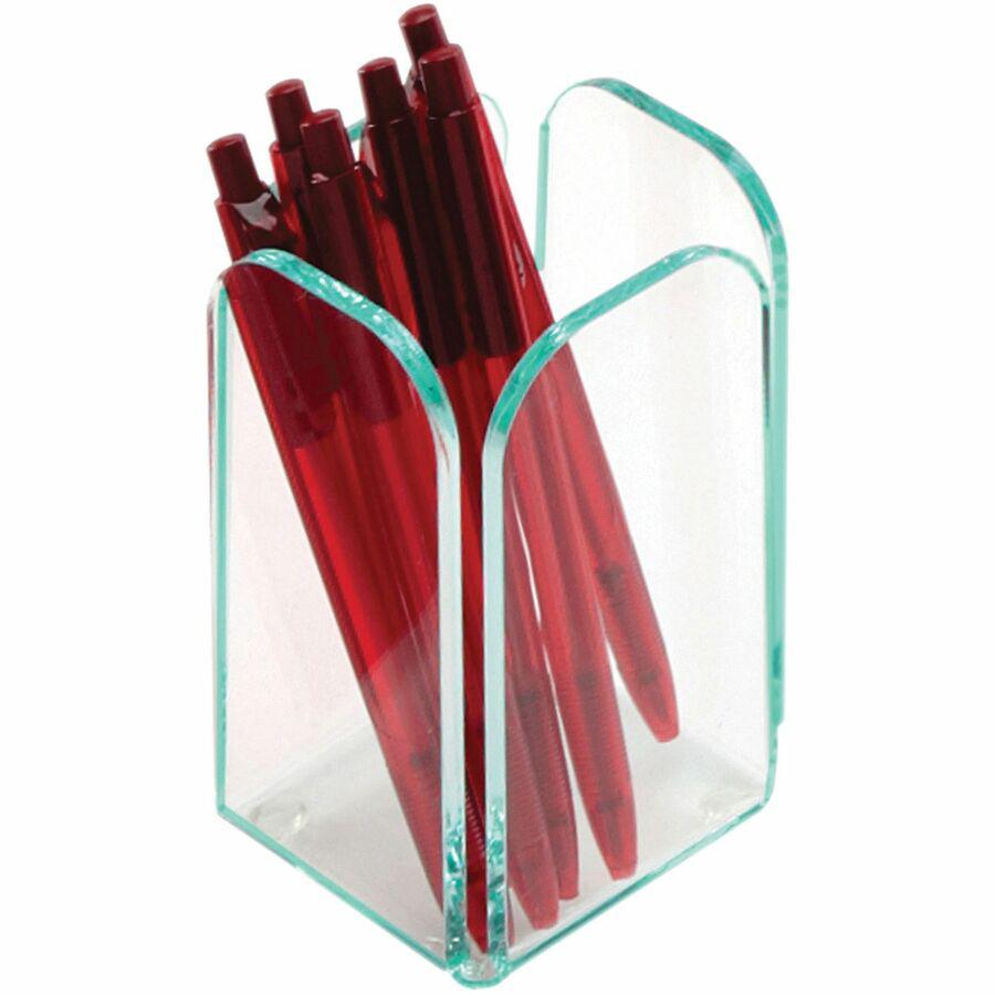 Lorell Desktop Pencil Cup - Acrylic - 1 Each - Green, Transparent