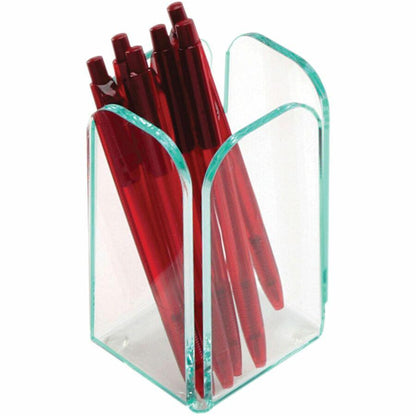 Lorell Desktop Pencil Cup - Acrylic - 1 Each - Green, Transparent