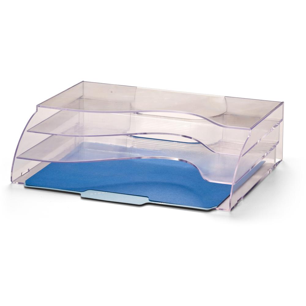 Officemate Clear Wave 2-way Desktop Organizer - 3 Compartment(s) - 3 Tier(s) - 11.3" Height x 13" Width x 3.6" DepthDesktop - Clear - Plastic - 1 Each